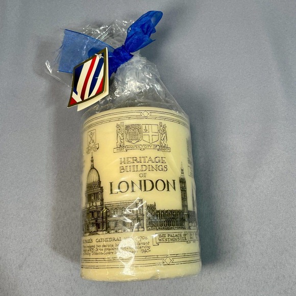 ROSALIND WALSHE Collection LONDON Large Illustrated 4x6”PILLAR CANDLE - Picture 1 of 6